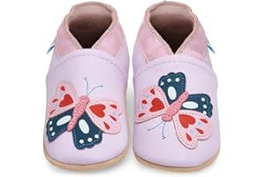 JUICY BUMBLES Buty do raczkowania dla niemowląt, buty do nauki chodzenia, dla dziewczynek i chłopców, kapcie dziecięce, miękka skóra z zamszową podeszwą, buty skórzane dla małych dzieci w wieku 0-6 miesięcy, 6-12 miesięcy, 12-18 miesięcy, 18-24 miesięcy, 2-3 lat