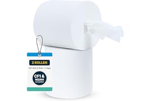 HYGIENEGURU Hygiene Guru® Rollenhandtuch MIDI kernlos [2 Rollen] – 2-lagig, hochweiß, 100 % Zellstoff – Innenabrollung für Tork M2/M4 – 450 Blatt je Rolle – ideal für Werkstatt, Küche & Spender