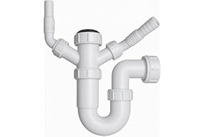 Hulthor Washing Machine Waste Trap – Single or Double Outlet Options – 1.5" Inlet Trap for Washing Machine, Dishwasher, or Kitchen Sink Waste Connection – Easy Fit Compression Joint (Double Outlet)