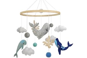 TROYSINC Mobile bébé feutre baleines corail mobile bébé bois éléments de mer cloche de lit bébé carillon éolien mobile lit bébé mobile pour bébé fille nouveau-né bébé cadeau (A)