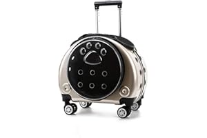 KHUY Trasportino Gatto/Cani, Trasportino Elegante Pet Rotolante Portapacchettatore con Trasportino Gatto Zaino Viaggio, Trasportino Gatto Trolley con Ruote e Sfiato a 360 ° (Color : Gold)