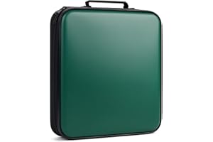 SUEKISS Fanspack DVD Storage CD Case Holder 160 Capacity CD Sleeves Green Disc Cases Binder for Car - Protective CD Hard Organizer Box - Large DVD Wallet for Movie/Music/Game & Portable CD Book