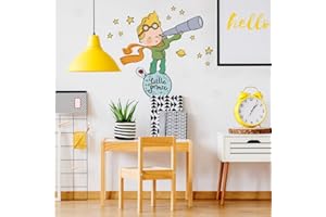kina - Adesivo Murale Bambini Decorazione Parete Cameretta R00580 - Eco-Tessuto, Ecologico Anallergico, Riposizionabile, Effetto Carezza, Asilo Nido - Grafica Piccolo Principe e Misura 100x30 cm