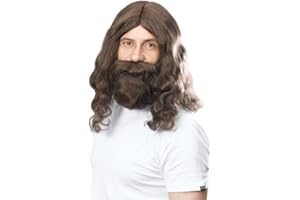 Bristol Novelty BW581 Hippy Jesus zestaw peruk i brody, brązowy, jeden rozmiar