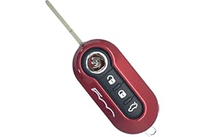 Nordecco GLOSS KEY FOB PROTECTOR SHELL CASE FOR FIAT 500C 500-500L ABARTH GRANDE PUNTO BRAVA PANDA STILO LINEA (Red)