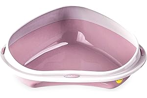 Cat Centre Katzenklo Offen Ecktoilette Für Katzen Eckkatzentoilette Katzentoilette Ohne Deckel Rosa L 49 x 40 cm