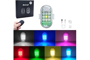 MINSEZHI Lumière stroboscopique LED sans fil haute luminosité,lumières vol drone 7 couleurs,lumières drone stroboscopiques LED,pour drone télécommandé,moto,voiture,vélo (1 pièces)
