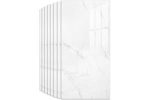 HVIWW Marble Tile Stickers 60 x 30cm, 10 Pcs Self Adhesive Wall Tiles Waterproof, Stick on Tiles for Bathroom, Kitchen, Backsplash (Elegant White)