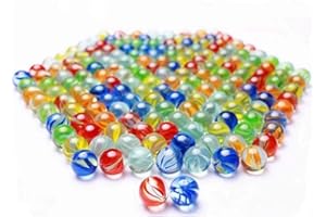 Pocut 100 pcs Color Mixing Glass Marbles 16mm/0.63inch Kids Marble Games DIY and Home Decoration with Storage Tank