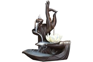 LIRENSHIGE Räucherstäbchenhalter, Räuchergefäß Buddha Räucherstäbchenbrenner Keramik-Räucherkegel Brenner Räucherstäbchenhalter Rückfluss-Räuchergefäß Home Decoration Bastelgeschenk 10 kostenlosen Zapfen Lotus