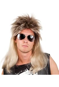 Perruque Mulet Homme Années 80 - Style Rockeur Disco Blond - Déguisement Halloween Cosplay