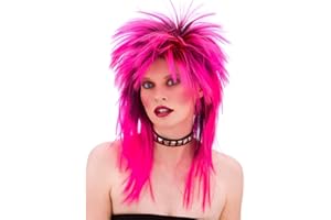 Wicked Costumes Adult 80's Pink Rocker Fancy Dress Wig