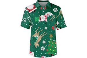 DIYIOUZHOU Mens Nursing Uniforms Tunic Cute Printed Button V Neck Men's Christmas Scrubs Work Tops Care Healthcare Tunics