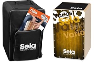 Sela SE 063 Varios Green Snare Cajon Starter Bundle with Sela Snare System, Built-up, Backpack, Seat Pad, School, CD, DVD