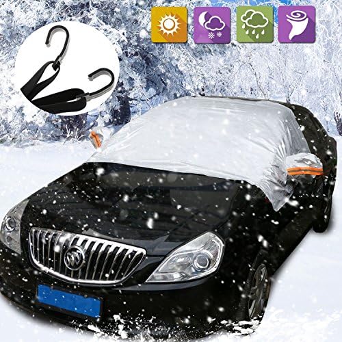 Wisfox Car Windscreen Frost Cover All Weather Full Size Outdoor Car Snow Cover Protect from Sun, Ice, Frost &amp; Snow for Most Vehicles Trucks SUV Wipers Mirrors 240*150CM, Silver