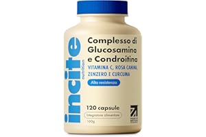 Incite Nutrition Complesso ad alta resistenza con glucosamina e condroitina con MSM, vitamina C, zenzero, rosa canina - Integratori per la cura delle articolazioni, 120 pezzi (confezione da 1)