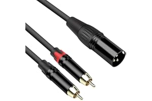 Devinal Câble répartiteur audio stéréo professionnel en Y, [très résistant] XLR mâle vers 2 RCA mâles Câble de câble pour mixer des consoles de microphones pour enregistreurs ou amplificateurs 3 m