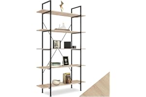 TecTake Estantería Glasgow 106 x 34,5 x 179,5cm, Carga Total 75kg (Madera Industrial Clara)