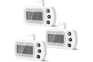 AIQINU AiQlnu 3 Stück Digitale Kühlschrank Thermometer, Magnetische Gefrierschrank Thermometer, Küchenthermometer mit Haken, Leicht ablesbares LCD-Display, für Zuhause, Restaurants, Bars, Cafés