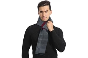 TRABIG Bufanda de Punto de Lana Largo, Bufanda Punto Hombre Tela Escocesa Cozy Lana Abrigo Del Mantón Cuello 180 * 32cm