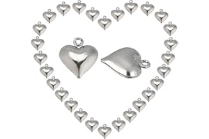 SUNNYCLUE 1 scatola di 100 ciondoli a forma di cuore in acciaio inossidabile ciondoli a forma di cuore in metallo 3D per gioielli che fanno ciondoli fai da te regali di San Valentino braccialetti collane forniture artigianali