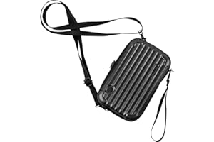 ANNASAMDO Mini Koffer Umhängetasche, Kleiner Koffertasche Handtasche Innentaschen Kosmetiktasche Hardcase mit Schultergurt Reißverschluss für Reisen, Einkaufen, Kosmetik (Schwarz)