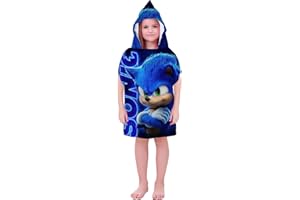 Bonamana Sonic The Hedgehog - Poncho con capucha para niños, toalla de playa, toallas de baño para ducha, piscina, toallas de baño ultra para niñas y niños de 2 a 7 años (Sonic the Hedgehog)