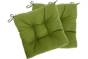 ZEMO Cojines para Sillas de Exterior e Interior, Cojín Decorativo de Asiento 40 x 40CM con Correas de Sujeción,Relleno de Algodón,Ideal para sillas de Cocina, Comedor, Terraza,Jardin (Verde, 2)