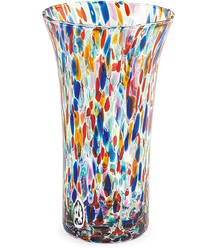 Vase Murano Tower 24cm Verre Soufflé Main Made In Italy Collection Tower Celeste