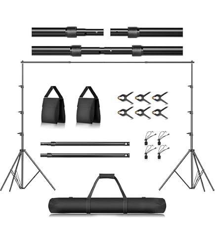 EMART Fotohintergrund-Ständer Mit Stahlsockel – Verstellbar 2,6x3m, Silber – Hintergrundsystem Für Studio, Porträt, Party