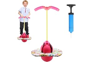 YUNLAISHAOCER Saltador Niños, Pelota Saltarina Niños con Asa, Capacidad de Carga 100kg, Pogo Stick Adultos, para Entrenar el Equilibrio, Deporte y Fitness (Rosa)