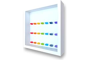 FRAME PUNK FRAMEPUNK Minifigure Display Case - Rainbow Theme - for 21 LEGO Minifigures - Deep for accessories - Wall Mount or Free Stand - Removable Front - White Frame