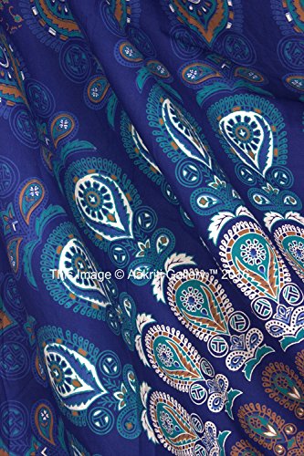 Tapestry Queen Beautiful Hippie Mandala Bohemian Peacock Bedding Indian Bedspread Tapestries 92×82 (235×210 cms) by Aakriti Gallery - 2