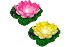 HUAMUDM Luz de Loto Solar,2 Piezas Luz de Lirio Flotante de Agua,Decoración Solar del Jardín de Loto, Luces de Piscina flotantes,luz de Loto Flotante para Estanque,para Terraza,Patio,Césped,Balcón (A)