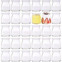 Lawei 40 stuks yoghurtglazen met deksel, 150 ml, glazen glazen