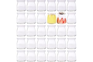 Lawei 30 vasos yogurtera de Cristal 200 ml vacío Vaso Yogur con Tapa Vaso Postre con Tapa Tarros de Conservación Para yogurtera y robot de cocina