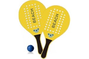 BEPER Ensemble de Raquettes de Plage en Bois, 2 Raquettes de 20 x 38 cm avec Balle Incluse, Jeu d’Été pour Enfants et Adultes, Durables, À Partir de 36 Mois