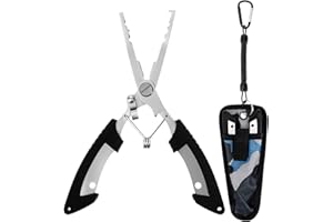 XINJODUZ Xindojuz Szczypce wędkarskie, słonowodne, nożyczki wędkarskie, szczypce do cięcia, szczypce z zamkiem bezpieczeństwa, narzędzia wędkarskie ze stali nierdzewnej z osłoną, sprzęt wędkarski prezenty dla