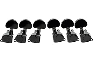 Musiclily Mécaniques Guitare 3x3 scellés pour Guitare électrique ou Folk Acoustique, Noir Bouton Demi-Lune