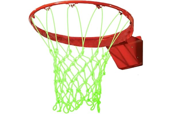 WANGCL Glow in The Dark basketnät utomhus 12 öglor standardstorlek slitstarkt basketnät ersättning lysande bärbart soldrivet basketbollnät