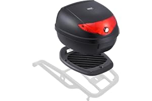 VEVOR Boîte supérieure de moto universel durable en PP, coffre de rangement moto amovible étanche 24 L avec panneau réfléchissant, adapté à 99% des cadres de moto