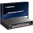 8 Port 10Gb Ethernet Switch Unmanaged, 8X10Gbe Base-T Ports GiGaPlus 10G Network Switch for 10Gbps NAS, WiFi7 Router, 10Gbps Adapter/NIC. Desktop/19-inch Rack Mount, Plug and Play