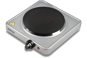 G3 Ferrari G10121 Caldone Piastra Portatile Elettrica, 1500W, 5 livelli di regolazione temperatura, Piastra in ghisa 18.5 cm, Potente e versatile ottimo per campeggio, Spia di accensione, Argento