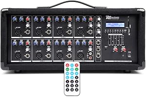 Power Dynamics PDM-C805A 8-Channel Powered PA Mixer Amp – 800W Bluetooth Audio Mixer Amplifier with MP3 Player for DJs, Live Music & Stage Events