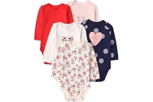 Acuryx Kombinezony z długim rękawem dla niemowląt chłopiec dziewczynka opakowanie 5 szt. kombinezon noworodka śpioszki dziecięce jednoczęściowe ubrania bawełniane