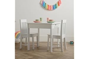 ‎HAUS PROJEKT Haus Projekt Kindertisch mit 2 Stühlen (3-8 Jahre) Weiße Kindersitzgruppe, Premium Holz Sitzgruppe Kinder, Praktische Kindermöbel, ideal als Lerntisch, Spieltisch oder kleiner Esstisch mit 2 Stühlen