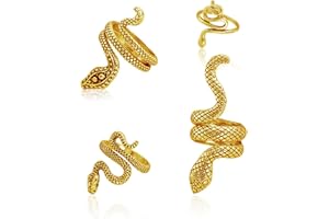 DAZZLUXE 4-Teiliger Ring, Schlangenschmuck, Schlangenring, Goldener Schlangenring, Offener Vintage-Schlangenring, Schlangenring Gold, Medusa-Schmuckring