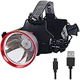 FISHNU Rechargeable Intelligent Headlamp,Lumius-T20 Led Spotlight,Head Flashlight with Aviation Aluminum Alloy Lamp Cup,382 Yards and IP44 Waterproof (11 Watts)