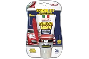MA-FRA MAFRA, Kit Rimuovi Graffi per Carrozzeria Auto, Composto da Polish Lucidante e Pad in Microfibra, Adatto a Superfici Verniciate, Ideale per Rimuovere Graffi Superficiali e Attenuare quelli Profondi