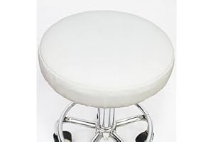 ping bu Set mit 2 runden Hockerbezügen, , PU-Leder, Stuhlbezug, Schonbezug für Zuhause/Küche/Bar/Büro (2 Stück - 40 cm, weiß), 2pcs-40CM